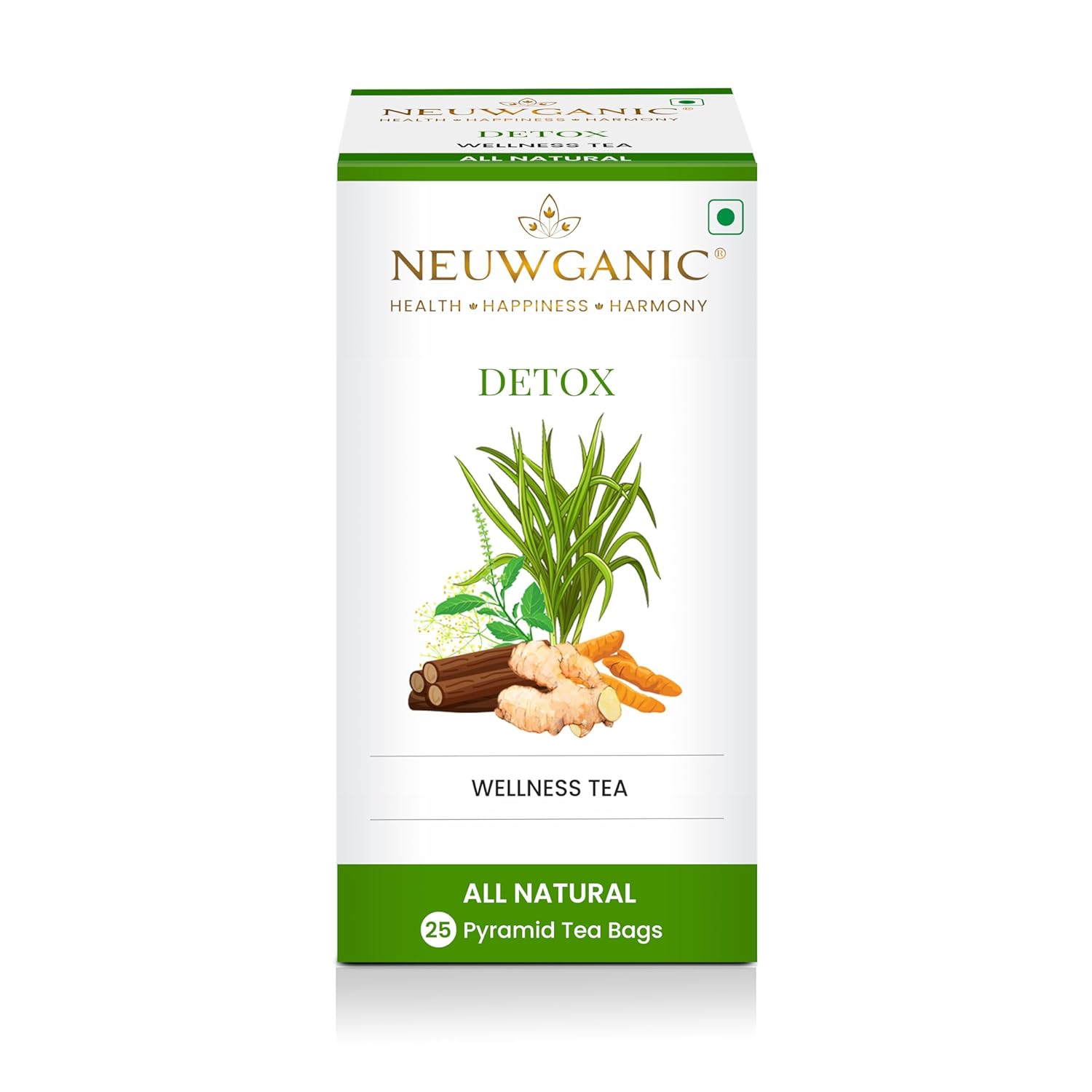Neuwganic - Detox Wellness Tea Bags - 25 Pyramid Tea Bags - 50 Grams